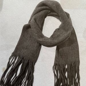 Lucky Brand Solid Brushed Tassled Scarf Dark Gray